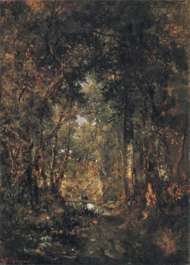 Theodore Rousseau In the Wood at Fontainebleau